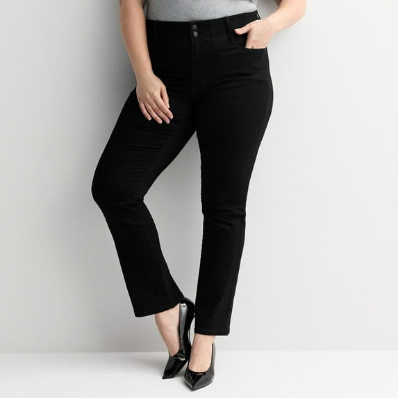 Plus Size Nine West High Rise Tummy Control Denim Bootcut Jeans Color: Mineral Black Size: 22 W