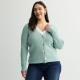 thumbnail image 1 of Plus Size Nine West Sweater Sculpt Ribbed Cardigan Color: Hanover Blue Size: 1X, 1 of 4
