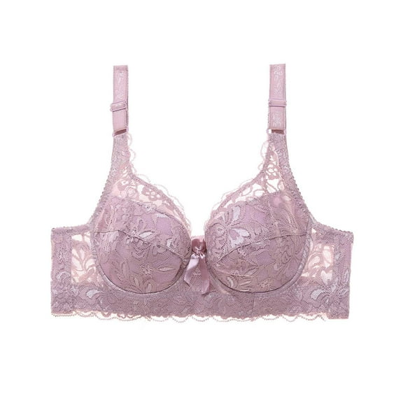 Plus Size No Wire Bra New Women Lace Lingerie Wire Bra Underwear Gathered Bra Yoga Bras for Women Large Bust Style B-39 Pinks