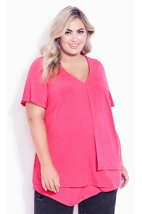 Plus Size Nova Layered Tunic Top Pink 18W