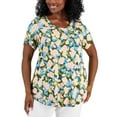 thumbnail image 1 of Plus Size Oaklyn Floral-Print Short-Sleeve Top New Avocado Combo 1X, 1 of 1