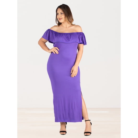 Plus Size Off the Shoulder Ruffle Maxi Dress
