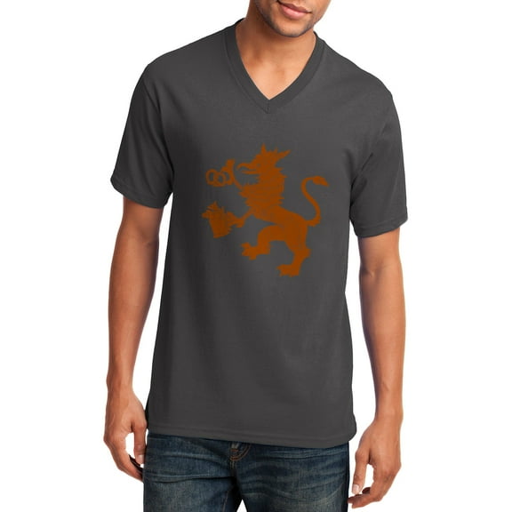 Plus Size Oktoberfest Griffin Graphic Men's Core Cotton V-Neck T-Shirt - Charcoal 4XL
