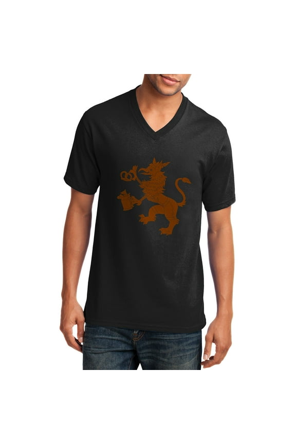 Plus Size Oktoberfest Griffin Graphic Men's Core Cotton V-Neck T-Shirt - Jet Black 3XL