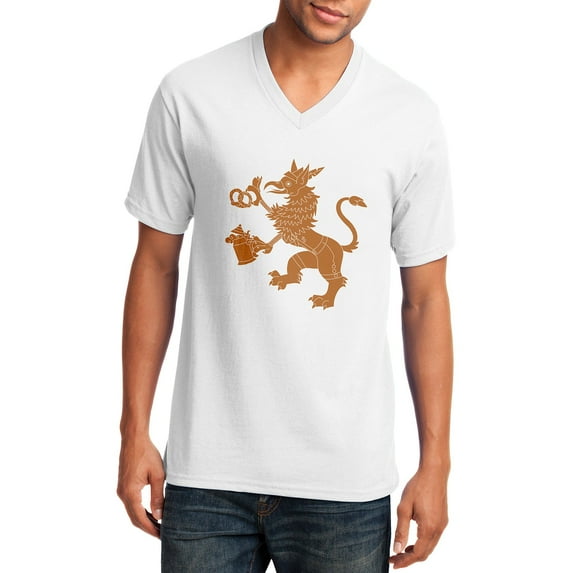 Plus Size Oktoberfest Griffin Graphic Men's Core Cotton V-Neck T-Shirt - White 5XL