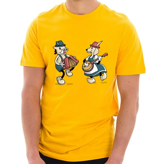 Plus Size Oktoberfest Hog God Dance Graphic Design Ring Spun Combed Cotton Short Sleeve Deluxe Jersey T-Shirt - Taxi Gold XL