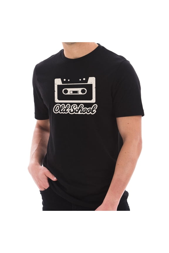 Plus Size Old School Mixtape Graphic Design Short Sleeve Cotton Jersey T-Shirt - Black 3XL