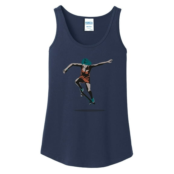 Plus Size Ollie Graphic Lady's Core Cotton Tank Top - Navy 4XL