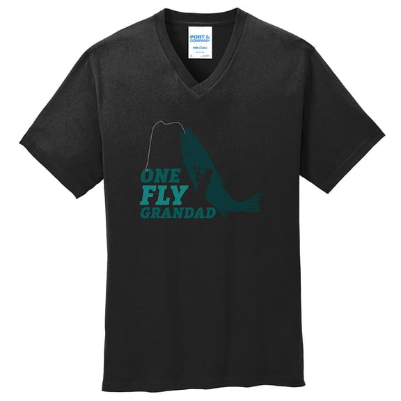 Plus Size One Fly Grandpa Graphic Men's Core Cotton V-Neck T-Shirt - Jet Black 4XL