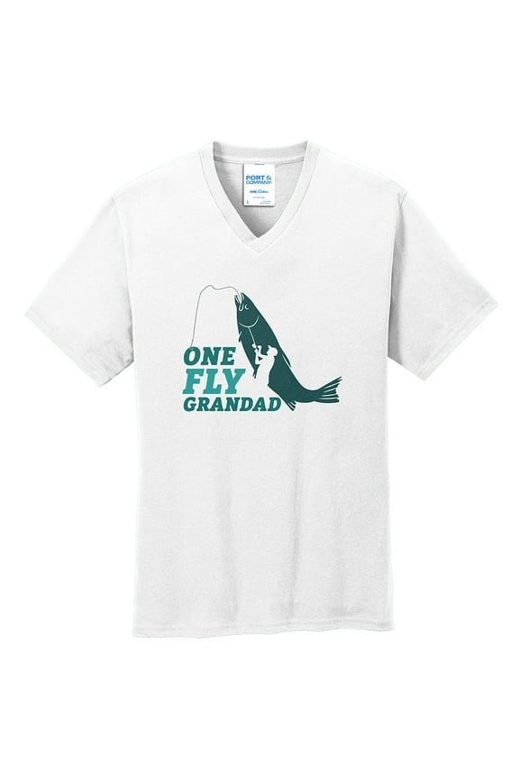 Plus Size One Fly Grandpa Graphic Men's Core Cotton V-Neck T-Shirt - White 2XL