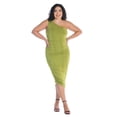 thumbnail image 1 of Plus Size One Shoulder Ruched Bodycon Dress, 1 of 10