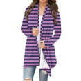 thumbnail image 1 of Plus Size Open Front Cardigans for Women Lightweight Striped Casual Fall Cardigan Tops S-5X Loose Comfy Outerwear (4XL, Purple), 1 of 6