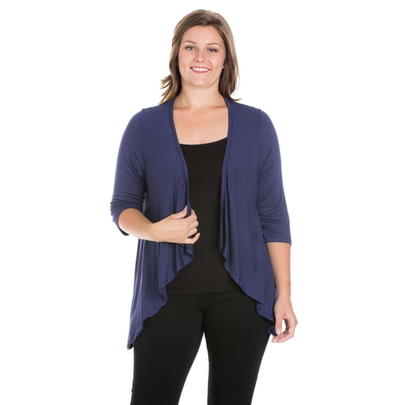 Plus Size Open Front Elbow Sleeve Cardigan