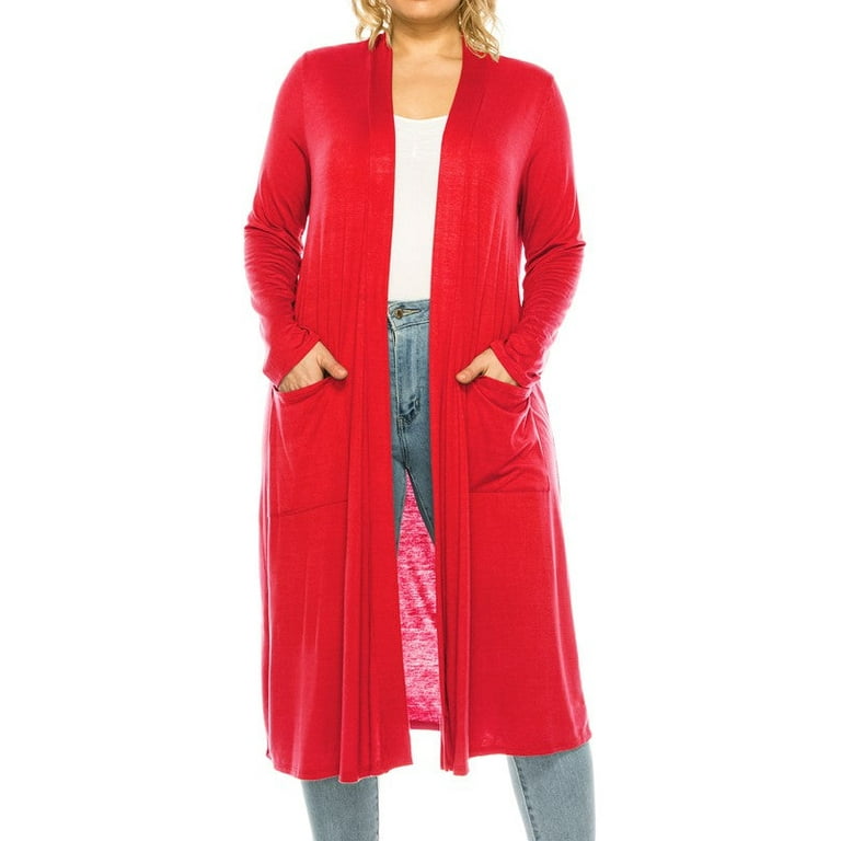 Long red duster cardigan clearance