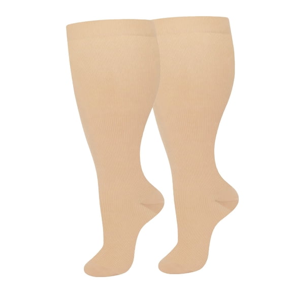 Plus Size Open Toes Compression Socks for Men & Women, Wide Calf Toeless Stockings Support for Circulation