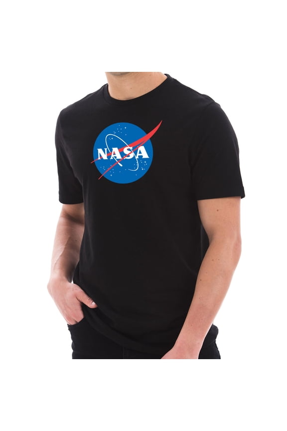 Plus Size Original NASA Insignia Logo Designed Short Sleeve Cotton Jersey T-Shirt - Black XL