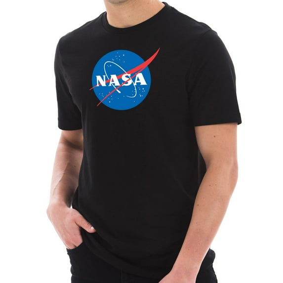 Plus Size Original NASA Insignia Logo Designed Short Sleeve Cotton Jersey T-Shirt - Black XL
