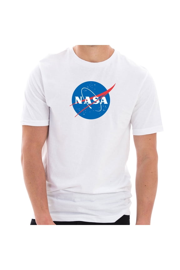 Plus Size Original NASA Insignia Logo Designed Short Sleeve Cotton Jersey T-Shirt - White 3XL