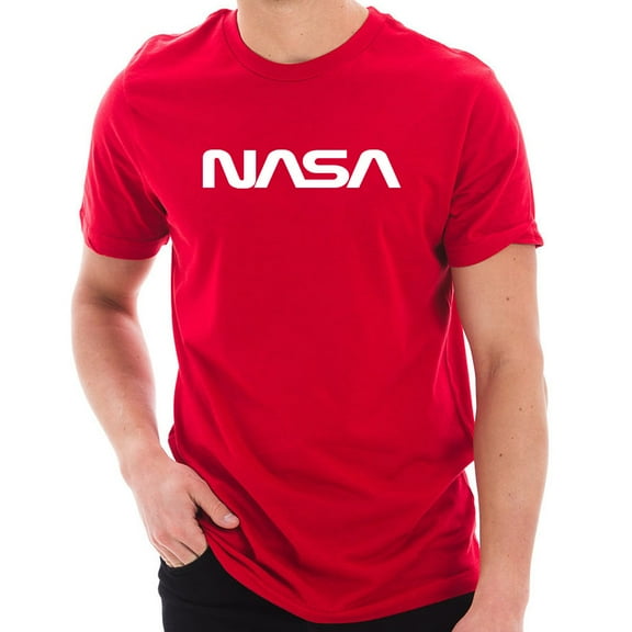Plus Size Original NASA Word Logo Designed Unisex Short Sleeve Cotton Jersey T-Shirt - Red 2XL