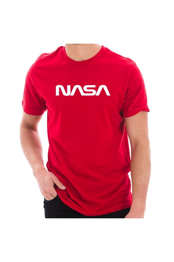 Plus Size Original NASA Word Logo Designed Unisex Short Sleeve Cotton Jersey T-Shirt - Red XL