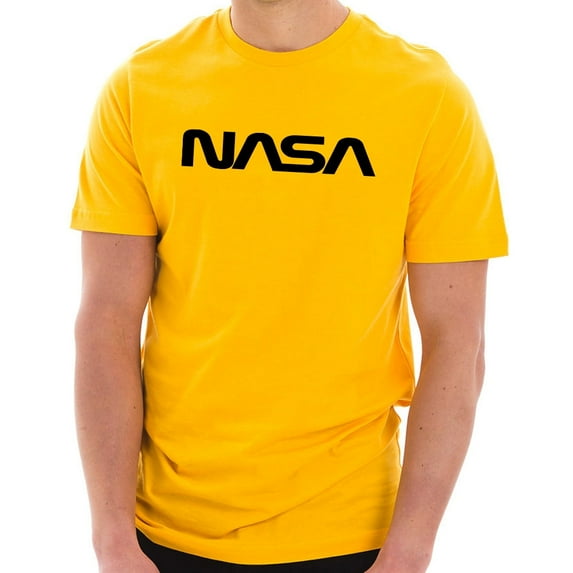 Plus Size Original NASA Word Logo Designed Unisex Short Sleeve Cotton Jersey T-Shirt - Taxi Gold 3XL
