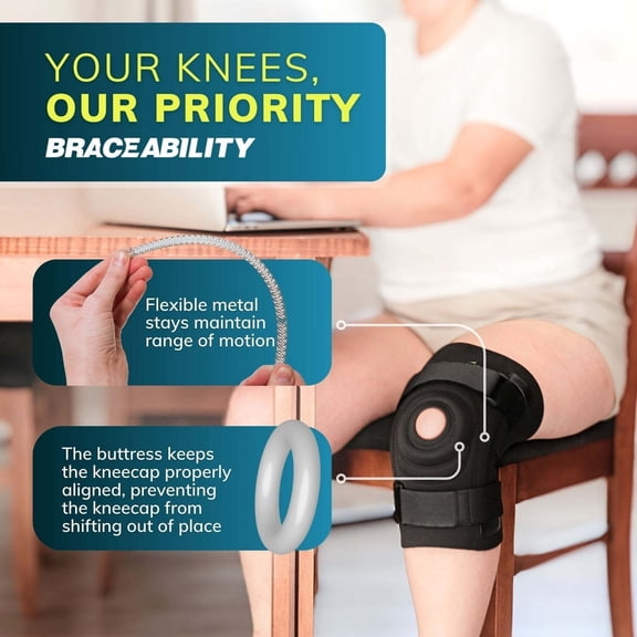 Plus Size Orthopedic Knee Brace with Side Stabilizers for Knee Pain and Instability