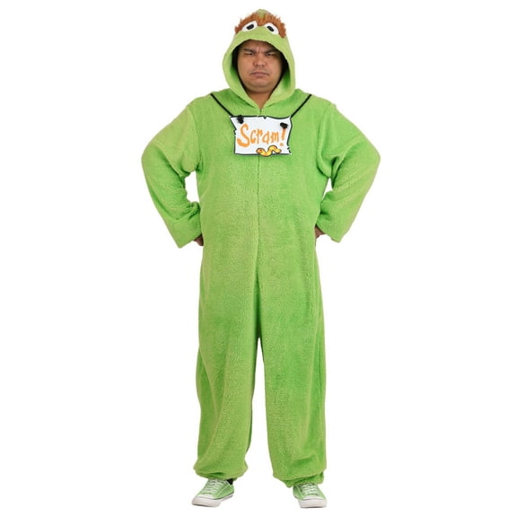 Plus Size Oscar the Grouch Costume Onesie for Adults