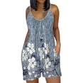 thumbnail image 1 of Plus Size Overall Shorts For Women Crew Neck Sleeveless Print Halter Romper Summer Trendy Jumpsuit With Pockets (5XL, Gray), 1 of 6