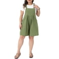 thumbnail image 1 of Agnes Orinda Women's Plus Size Overall Shorts Adjustable Strapes Sleeveless Pleated Jumpsuit Rompers Summer Casual Overalls Shortalls with Pocket 3X Green, 1 of 6