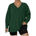 thumbnail image 1 of Plus Size Oversized Sweatshirts for Women V Neck Long Sleeve Pullover Tops Fall Fashion Shirts Outfit L-5XL, 1 of 5