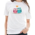thumbnail image 1 of Plus Size Owl Love Couple Cotton Short Sleeve Graphic Shirt - White XL, 1 of 4