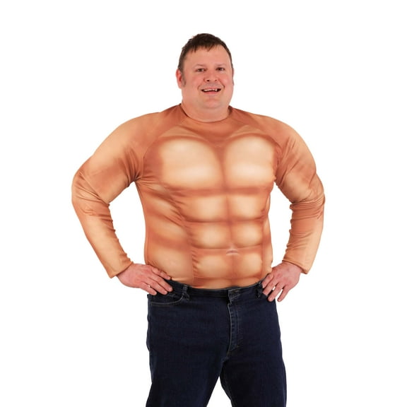 Plus Size Padded Muscle Costume Shirt for Adults