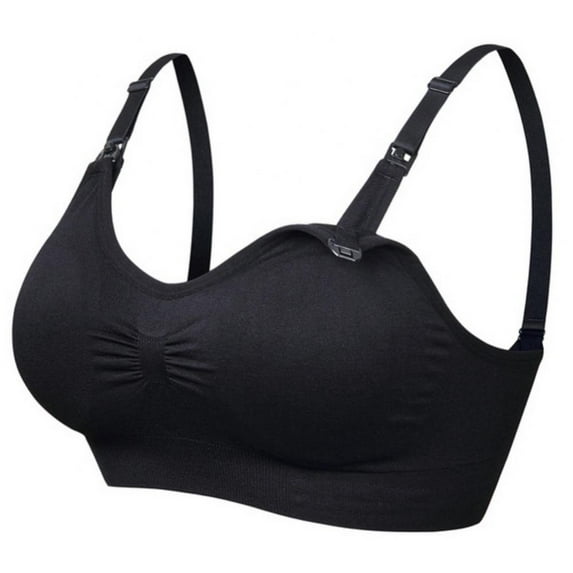 Plus Size Padded Nursing Bra for Women Sleep Maternity Bralette for Breastfeeding, M-4XL,Black