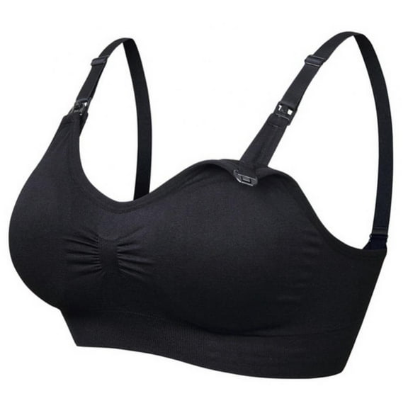 Plus Size Padded Nursing Bra for Women Sleep Maternity Bralette for Breastfeeding, M-4XL,Black