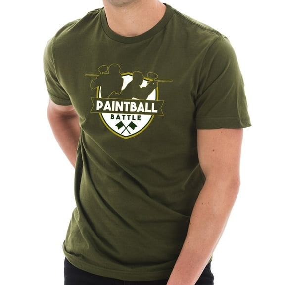 Plus Size Paintball Battle Graphic Design Short Sleeve Cotton Jersey T-Shirt - Army Green 2XL