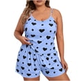 thumbnail image 1 of Plus Size Pajama Set for Women Cami Top & Shorts with Pockets, Cute Heart Printed, Soft Comfortable, 1 of 4