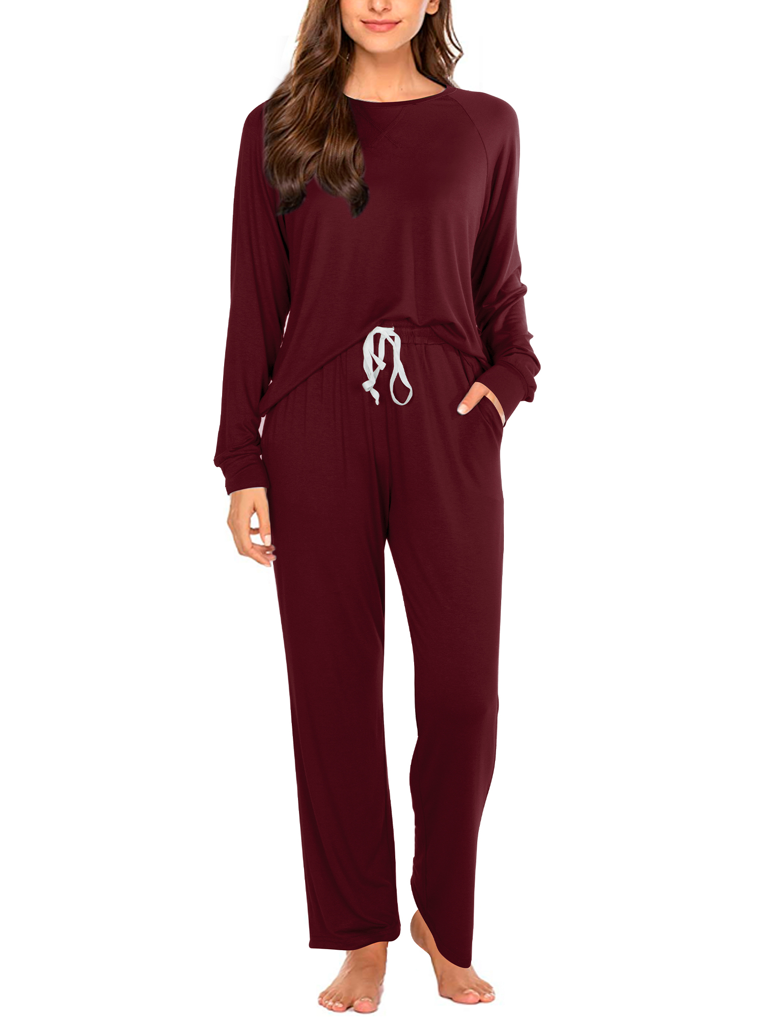 Flannel Red Reindeer Print Plus Size Pajama Set main image 1