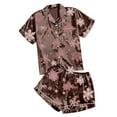thumbnail image 1 of Plus Size Pajama Sets – Comfortable Cotton Lounge Sets for Women, Relaxing Sleepwear Women's Casual Printed Pyjama Set Silk Satin Short Sleeve Button Down Top And Shorts Set, 1 of 3