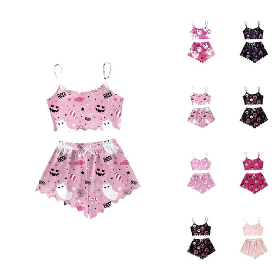 Plus Size Pajama Sets for Women – Cotton Loungewear, Relaxing Sleepwear for All Sizes Women's Halloween Camisole Pajama Set