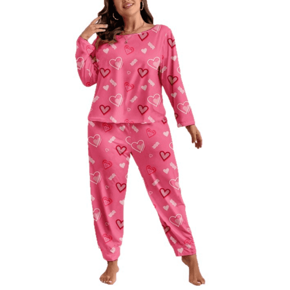 Plus Size Pajamas: Syphorium Pajamas for Women Plus Size, Long Sleeve Soft Prints Pjs Loungewear Nightwear