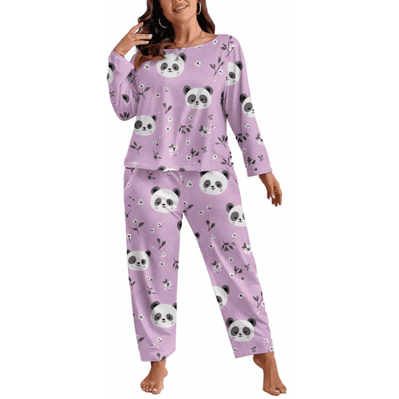Plus Size Pajamas: Syphorium Pajamas for Women Plus Size, Long Sleeve Soft Prints Pjs Loungewear Nightwear
