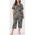 thumbnail image 1 of Plus Size Pajamas: Syphorium Womens Plus Size Pajamas, Short Sleeve Sleepwear Top with Capri Pants Prints 2 Piece Pjs Loungewear, 1 of 3