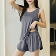 thumbnail image 1 of Plus Size Pajamas for Women New Pajamas for Women Set Shorts and Tank Tops Sleeveless Pjs Sets Casual Sleepwear Soft 2 Piece Loungewear Style B-1 Dark Gray L, 1 of 5