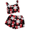 thumbnail image 1 of Plus Size Pajamas for Women – Soft 2 Piece Sets & Lounge Wear Ladies' Christmas Reindeer Snowflake Casual Two Piece Set Solid Color Vest Short Top Shorts Home Clothes Pajama Set, 1 of 3