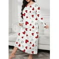 thumbnail image 1 of Plus Size Pajamas for Women Crew Neck Long Sleeve Casual Print Sleep Dress Nightgown Sleepwear, 1 of 5