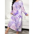 thumbnail image 1 of Plus Size Pajamas for Women Crew Neck Long Sleeve Casual Print Sleep Dress Nightgown Sleepwear, 1 of 6