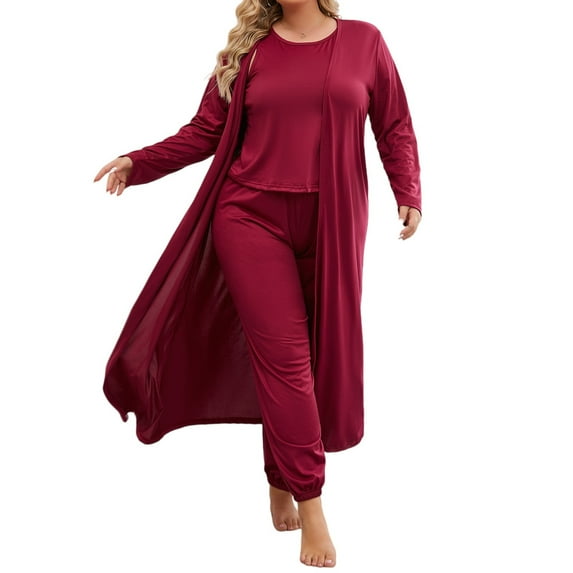 Plus Size Pajamas for Women Set Lightweigh Comfort Lounge Sets with Bathrobe Homewear Sleepwear