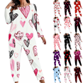 thumbnail image 1 of Plus Size Pajamas for Women Set Long Sleeve Tops and Pants 2 Piece Matching Sets Sleepwear Floral Print Soft Cozy Loungewear Pajamas, 1 of 7