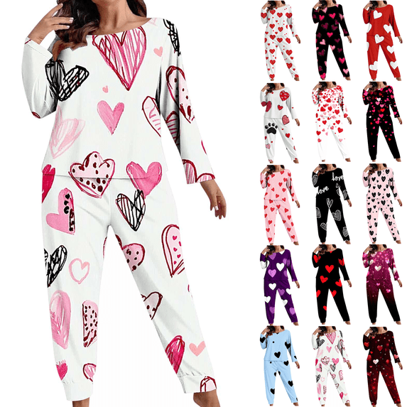 Plus Size Pajamas for Women Set Long Sleeve Tops and Pants 2 Piece Matching Sets Sleepwear Floral Print Soft Cozy Loungewear Pajamas