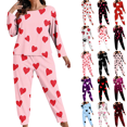 thumbnail image 1 of Plus Size Pajamas for Women Set Long Sleeve Tops and Pants 2 Piece Matching Sets Sleepwear Floral Print Soft Cozy Loungewear Pajamas, 1 of 7